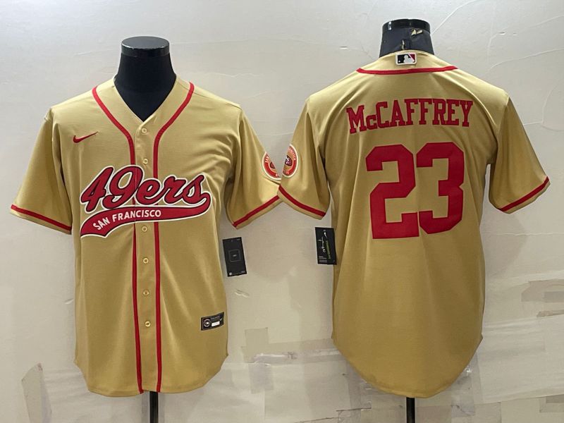 Men San Francisco 49ers 23 Mccaffrey Yellow 2022 Nike Co branded NFL Jersey